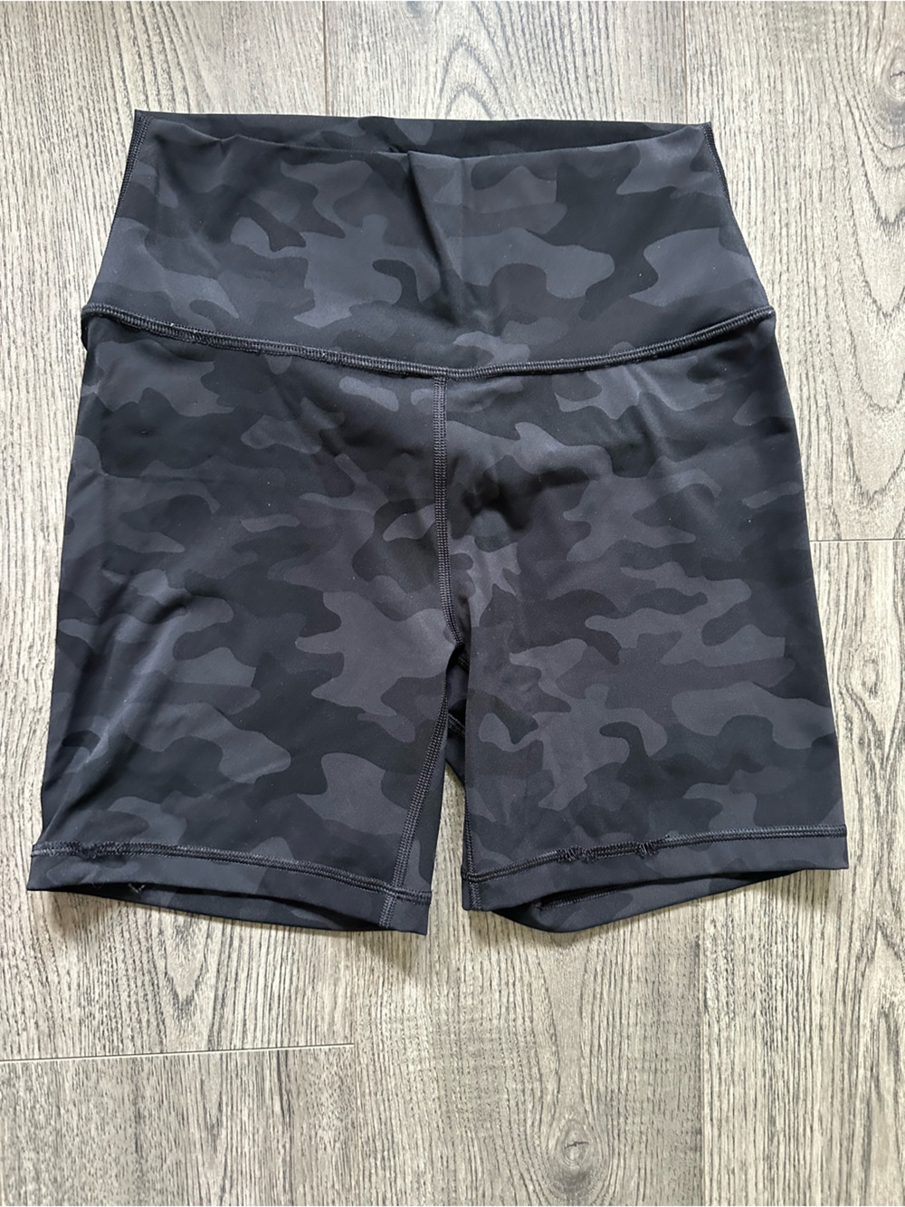 CRZ YOGA Black/Grey Camo High-Waist Bike Shorts